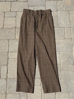 Madewell Brown Plaid High-Rise Trousers in Grove Houndstooth Seed